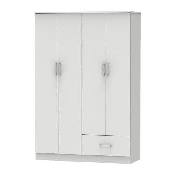248 000023 Four-leaf wardrobe Karter pakoworld white melamine 121x48x180cmIndoor furniture > Wardrobes