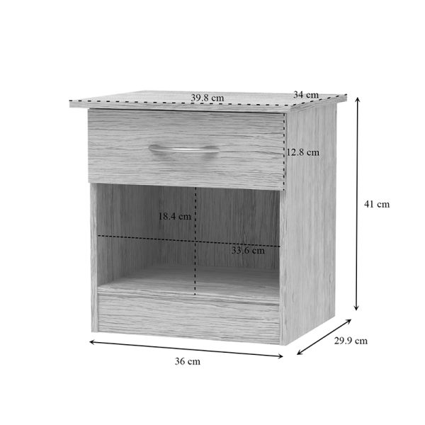 248 000027 3 Kona pakoworld bedside table in oak shade 40x34x42cmIndoor furniture > Bedside tables