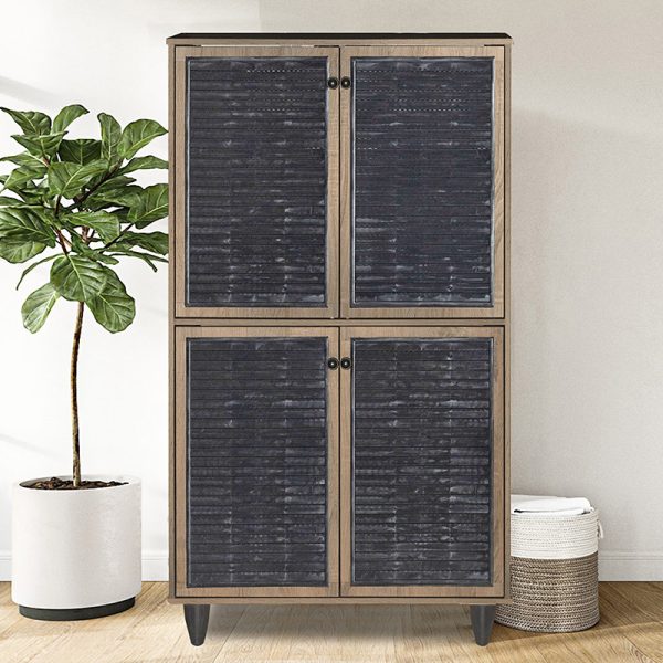 249 000016 2 Shoe cabinet Ronan pakoworld walnut 70.5x35x122cmIndoor furniture > Shoe storage cabinet & cupboards