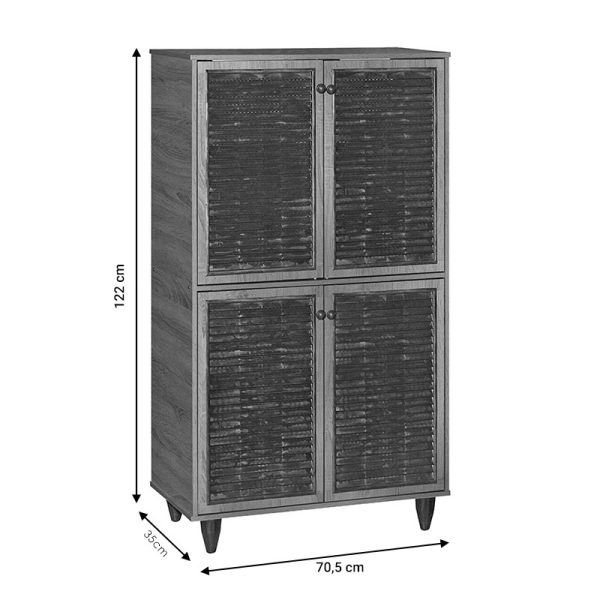 249 000016 3 Shoe cabinet Ronan pakoworld walnut 70.5x35x122cmIndoor furniture > Shoe storage cabinet & cupboards