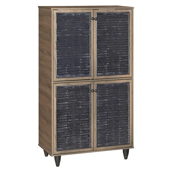 249 000016 Shoe cabinet Ronan pakoworld walnut 70.5x35x122cmIndoor furniture > Shoe storage cabinet & cupboards