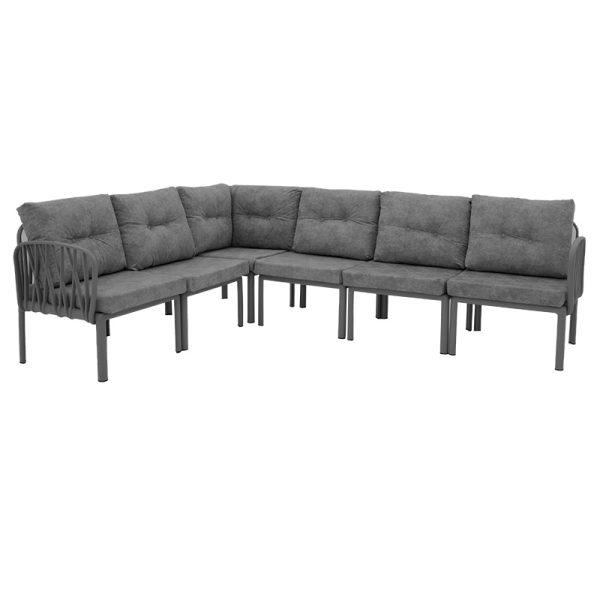 253 000006 2 Lounge set 3pcs Intricate pakoworld PP anthracite color-dark grey antique pillowSPRING OFFERS