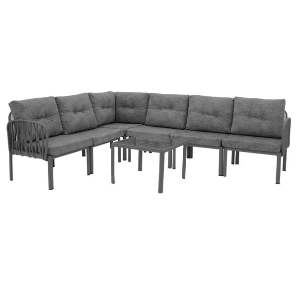 253 000006 Lounge set 3pcs Intricate pakoworld PP anthracite color-dark grey antique pillowSPRING OFFERS