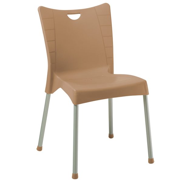 253 000037 Chair Crafted pakoworld PP color cappucino - aluminium legOutdoor furniture > Garden chair
