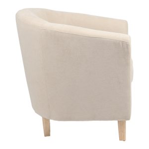 255 000054 2 Armchair Tronmo pakoworld cream fabric and natural rubberwood leg 75x69x75cmIndoor furniture > Living room armchairs