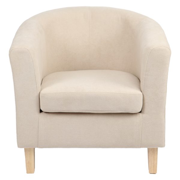 255 000054 3 Armchair Tronmo pakoworld cream fabric and natural rubberwood leg 75x69x75cmIndoor furniture > Living room armchairs