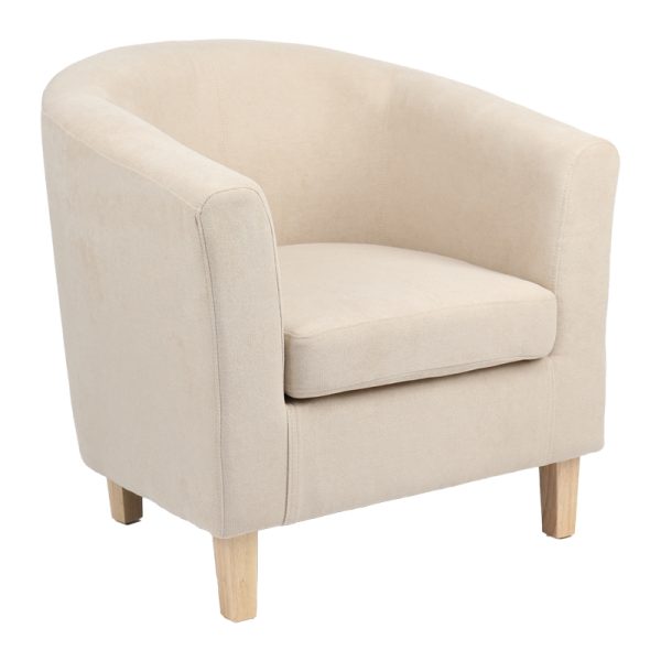 255 000054 Armchair Tronmo pakoworld cream fabric and natural rubberwood leg 75x69x75cmIndoor furniture > Living room armchairs