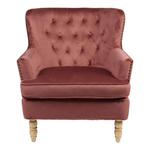 255 000063 3 Armchair Keisi pakoworld rotten apple velvet-rubberwood leg in natural color81.5x84x92.5cmIndoor furniture > Living room armchairs
