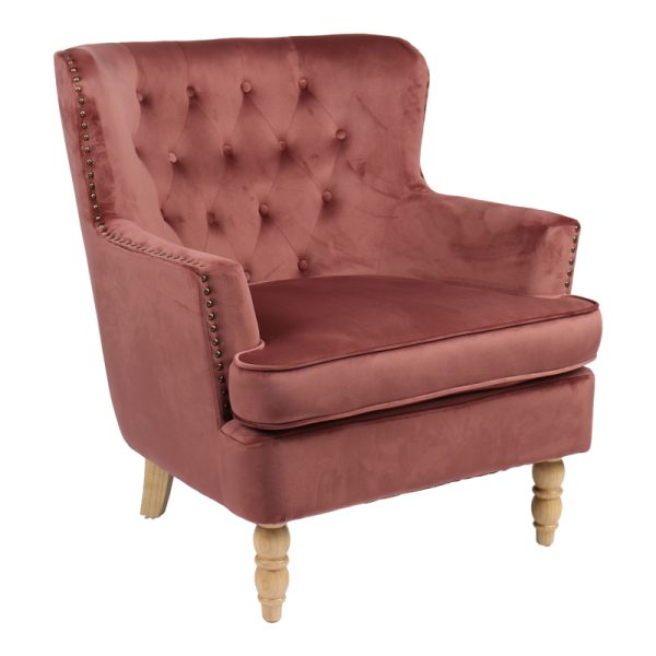 255 000063 Armchair Keisi pakoworld rotten apple velvet-rubberwood leg in natural color81.5x84x92.5cmIndoor furniture > Living room armchairs