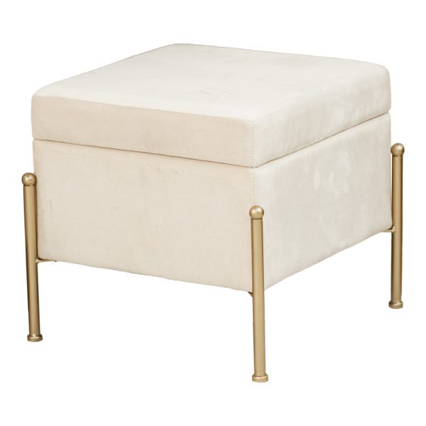 257 000017 2 Stool-trunk Panton pakoworld velvet cream-golden 40x40x36,5cmIndoor furniture > Stools