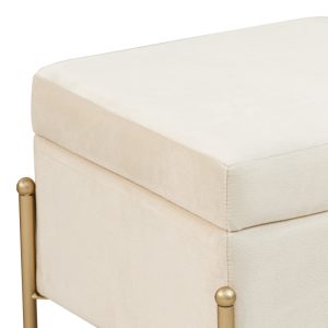 257 000017 3 Stool-trunk Panton pakoworld velvet cream-golden 40x40x36,5cmIndoor furniture > Stools
