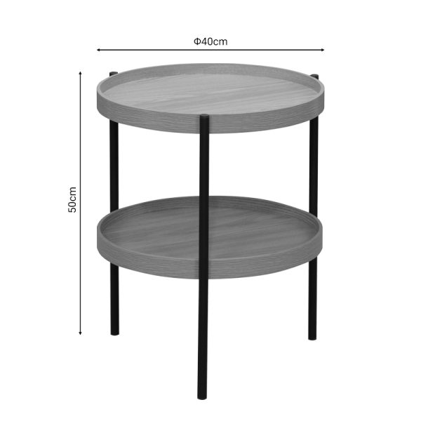 260 000021 2 Side table Portogie pakoworld mdf natural- metal black D40x50cmIndoor furniture > Tables auxiliary