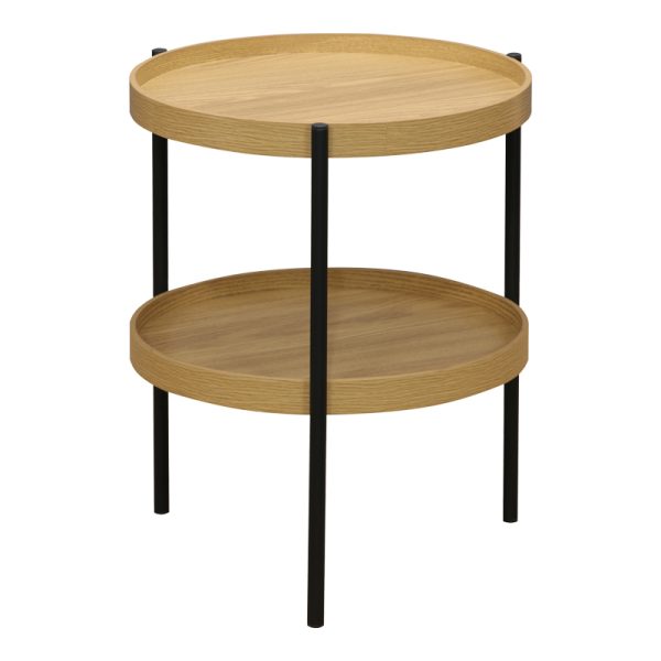 260 000021 Side table Portogie pakoworld mdf natural- metal black D40x50cmIndoor furniture > Tables auxiliary