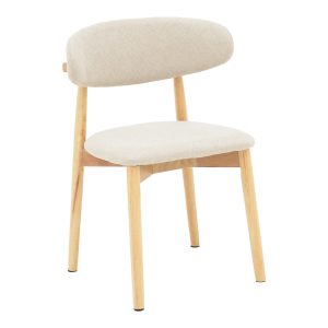 263 000050 Ubene pakoworld rubberwood and fabric chair in natural and beige shade 46x58x79cmBOHO CHIC > Chairs and Armchairs