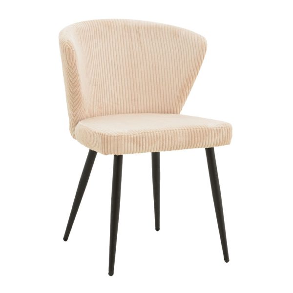 264 000004 Chair Mattia pakoworld fabric ivory-black metal leg 55x53x80cmIndoor furniture > Chairs
