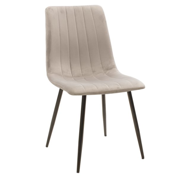 264 000014 Chair Noor pakoworld light grey velvet-black metal leg 44x55x86cmIndoor furniture > Chairs