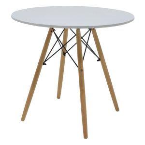 271 000007 Dining table Julita pakoworld MDF top white-natural legs D80x73cmIndoor furniture > Dining Tables