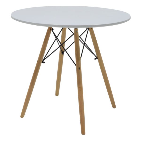 271 000007 Dining table Julita pakoworld MDF top white-natural legs D80x73cmIndoor furniture > Dining Tables