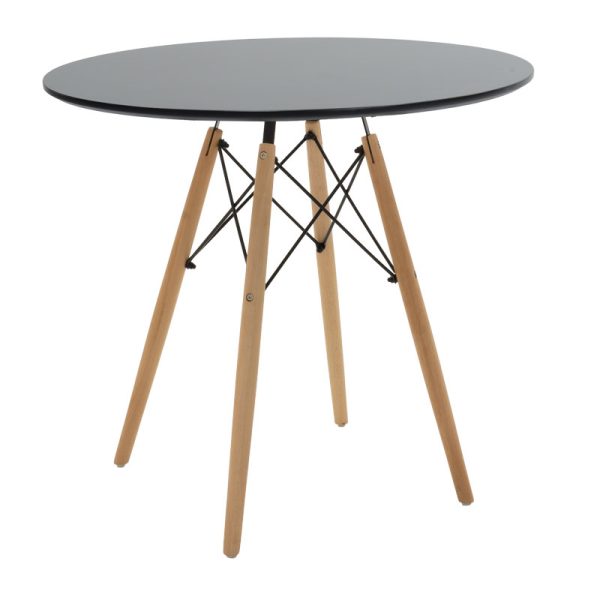 271 000008 Dining table Julita pakoworld MDF top black-natural legs D80x73cmIndoor furniture > Dining Tables