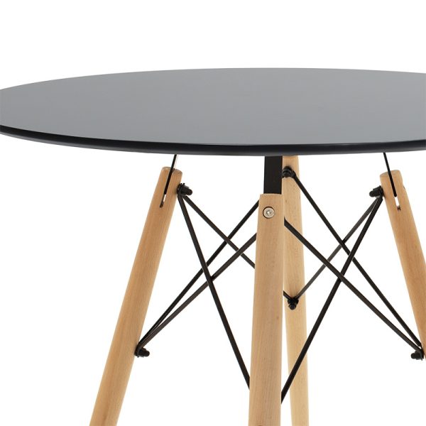 271 000023 2 Julita pakoworld table MDF black and beech wood in a natural shade Φ60x73cmIndoor furniture > Dining Tables