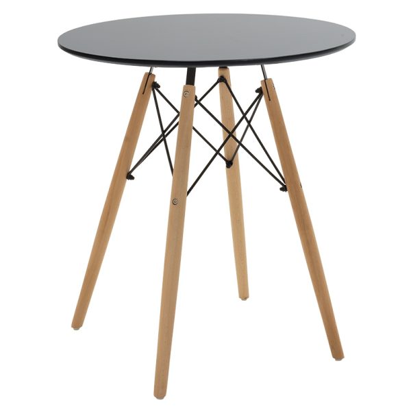 271 000023 Julita pakoworld table MDF black and beech wood in a natural shade Φ60x73cmIndoor furniture > Dining Tables