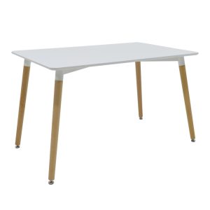 271 000028 3 Dining table Natali-Julita set of 5 pakoworld MDF and pp in white-natural shade 120x80x76cmIndoor furniture > Dinning sets