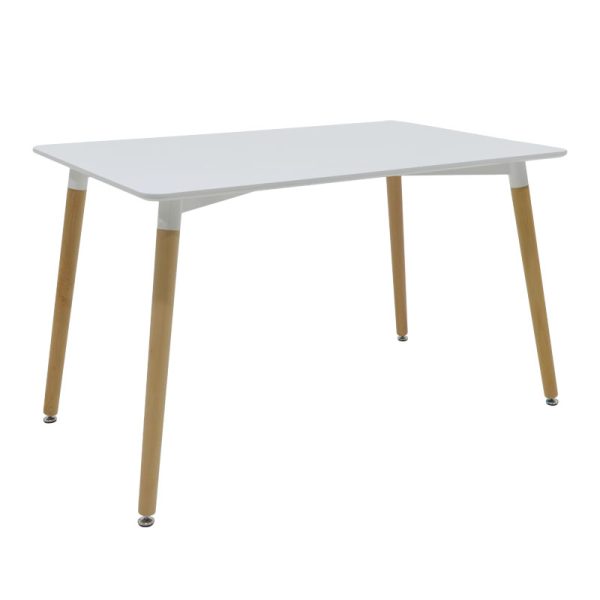 271 000028 3 Dining table Natali-Julita set of 5 pakoworld MDF and pp in white-natural shade 120x80x76cmIndoor furniture > Dinning sets