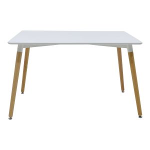 271 000028 4 Dining table Natali-Julita set of 5 pakoworld MDF and pp in white-natural shade 120x80x76cmIndoor furniture > Dinning sets