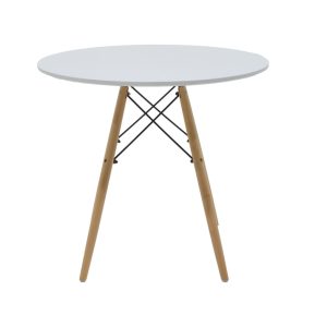 271 000032 4 Julita-Gaston dining table set of 5 pakoworld MDF and beech wood in gray-white-natural shade D80x73cmIndoor furniture > Dinning sets