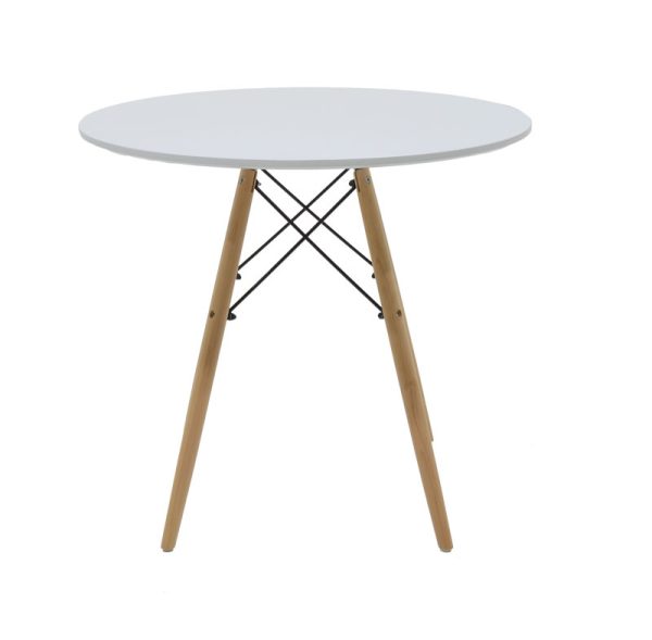 271 000032 4 Julita-Gaston dining table set of 5 pakoworld MDF and beech wood in gray-white-natural shade D80x73cmIndoor furniture > Dinning sets