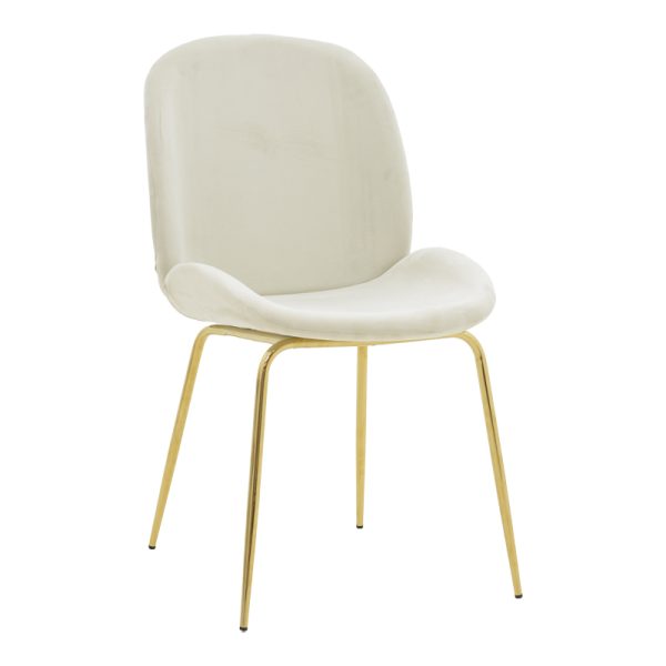 273 000015 Chair Maley pakoworld ivory velvet-gold metal 47x60x90cmIndoor furniture > Chairs