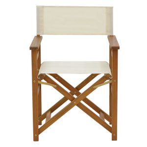 282 000009 3 Director armchair Bistrual pakoworld acacia wood natural-white clothOutdoor furniture > Garden armchairs