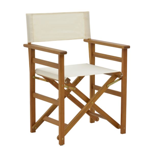 282 000009 Director armchair Bistrual pakoworld acacia wood natural-white clothOutdoor furniture > Garden armchairs