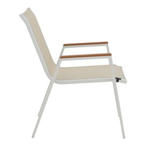 288 000002 2 Azelie pakoworld aluminum armchair in beige textilene shade and white leg 56x75x88cmOutdoor furniture > Garden armchairs