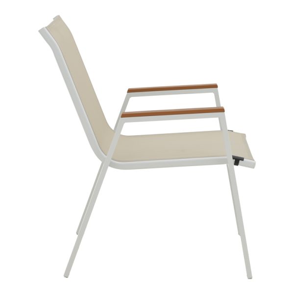 288 000002 2 Azelie pakoworld aluminum armchair in beige textilene shade and white leg 56x75x88cmOutdoor furniture > Garden armchairs