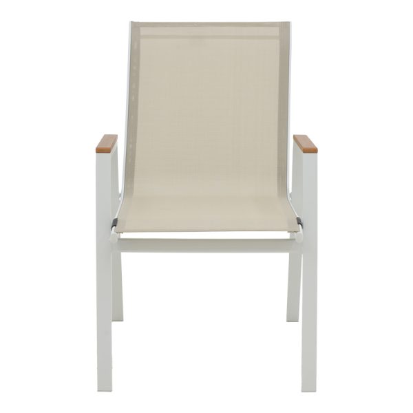 288 000002 3 Azelie pakoworld aluminum armchair in beige textilene shade and white leg 56x75x88cmOutdoor furniture > Garden armchairs