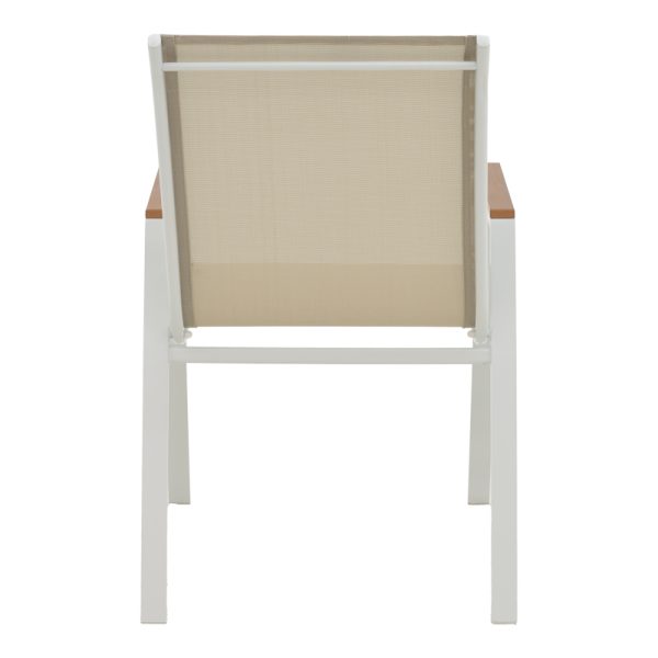 288 000002 4 Azelie pakoworld aluminum armchair in beige textilene shade and white leg 56x75x88cmOutdoor furniture > Garden armchairs
