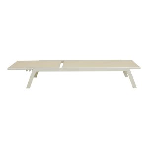 288 000019 3 Boka pakoworld white aluminum and textilene deckchair in beige shade 60x192x31cmOutdoor furniture > Sunbeds