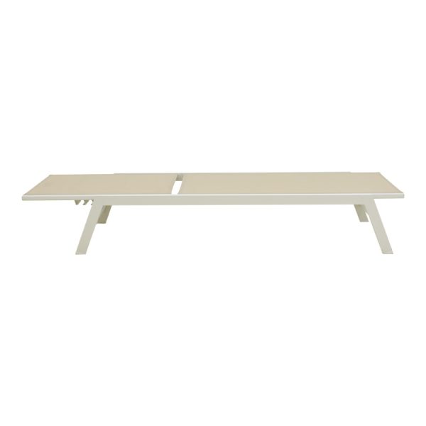 288 000019 3 Boka pakoworld white aluminum and textilene deckchair in beige shade 60x192x31cmOutdoor furniture > Sunbeds