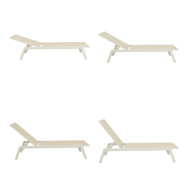 288 000019 4 Boka pakoworld white aluminum and textilene deckchair in beige shade 60x192x31cmOutdoor furniture > Sunbeds