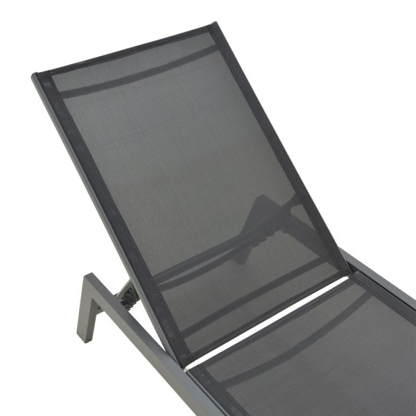 288 000020 5 Boka pakoworld dark grey aluminum and textilene sun lounger in black shade 60x192x31cmOutdoor furniture > Sunbeds