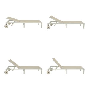 288 000021 3 Deckchair Mailo pakoworld white aluminum and textilene in beige shade 71x206x30cmOutdoor furniture > Sunbeds