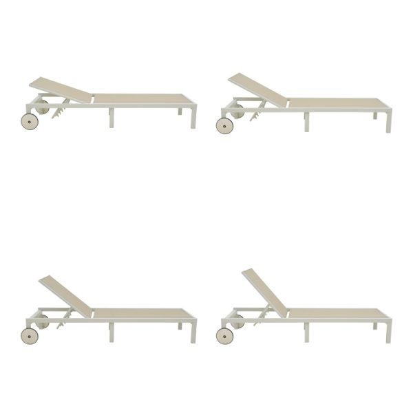 288 000021 3 Deckchair Mailo pakoworld white aluminum and textilene in beige shade 71x206x30cmOutdoor furniture > Sunbeds