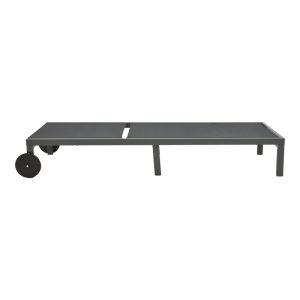 288 000022 3 Deckchair Mailo pakoworld dark grey aluminum and textilene in black shade 71x206x30cmOutdoor furniture > Sunbeds