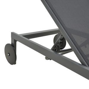 288 000022 5 Deckchair Mailo pakoworld dark grey aluminum and textilene in black shade 71x206x30cmOutdoor furniture > Sunbeds