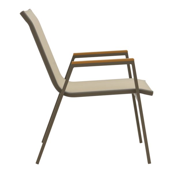 288 000026 2 Azelie armchair pakoworld champagne aluminum and textilene in light gray shade 56x75x88cmOutdoor furniture > Garden armchairs