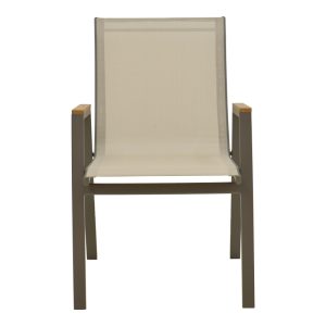 288 000026 3 Azelie armchair pakoworld champagne aluminum and textilene in light gray shade 56x75x88cmOutdoor furniture > Garden armchairs