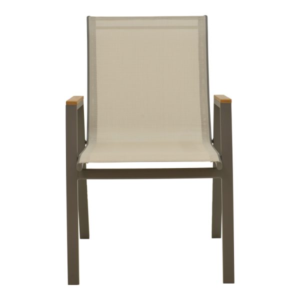 288 000026 3 Azelie armchair pakoworld champagne aluminum and textilene in light gray shade 56x75x88cmOutdoor furniture > Garden armchairs