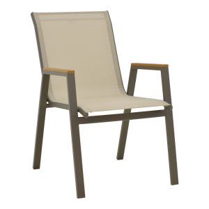 288 000026 Azelie armchair pakoworld champagne aluminum and textilene in light gray shade 56x75x88cmOutdoor furniture > Garden armchairs