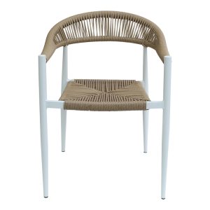 289 000019 2 Armchair Fagen pakoworld stack white aluminum-natural textilene 56x60x78cmOutdoor furniture > Garden armchairs